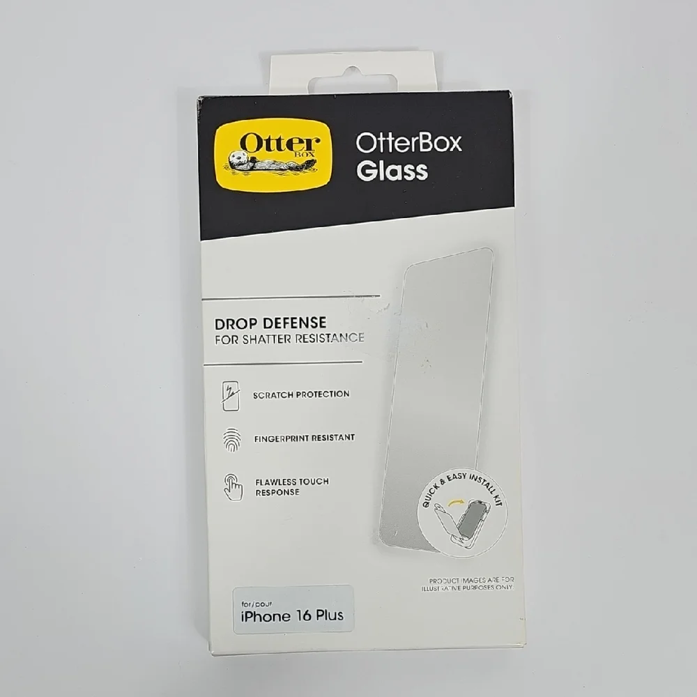 NIB OtterBox Glass iPhone 16 Plus Screen Protector Drop Defense Fingerprint